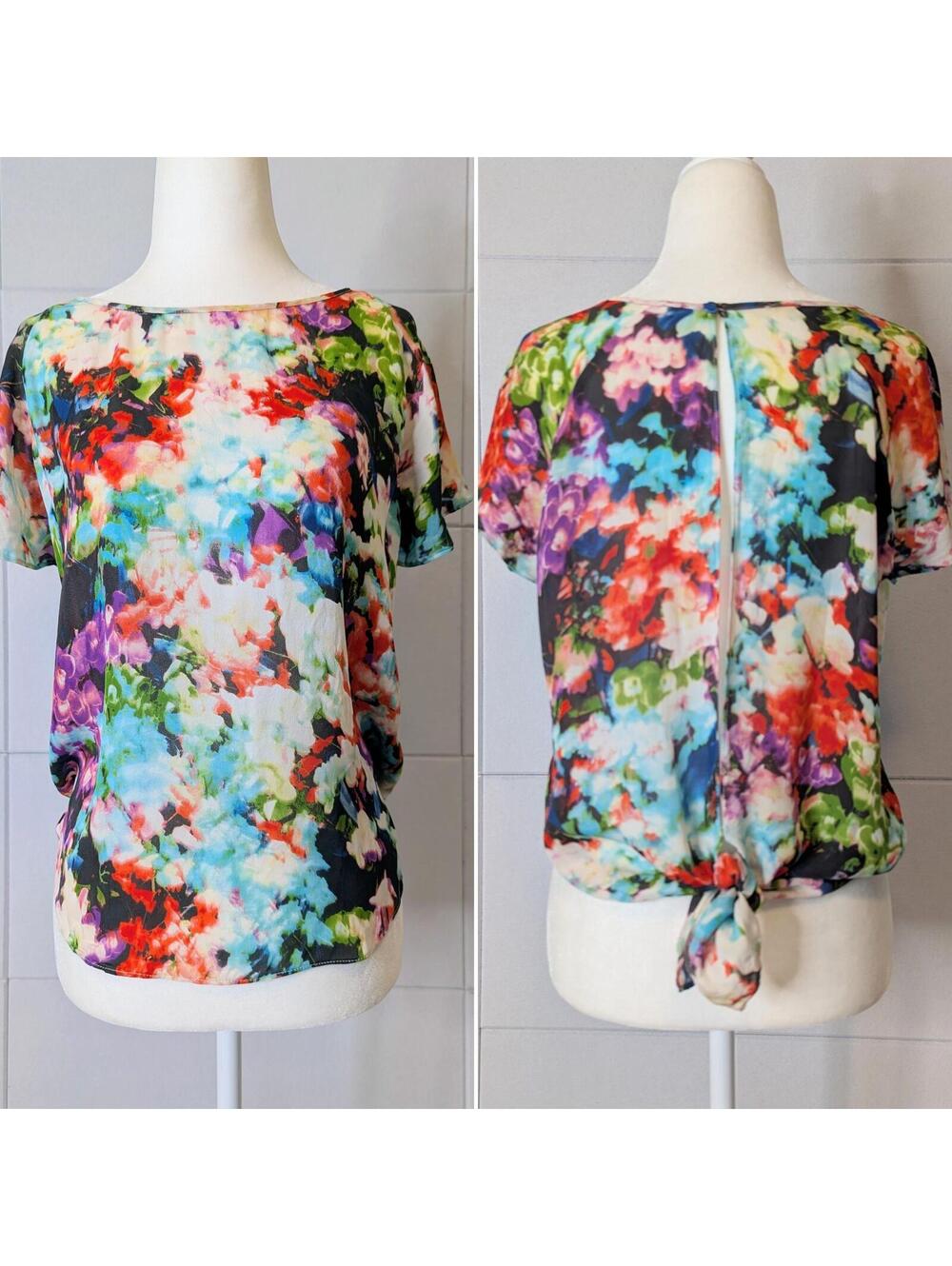 Vintage Parker 100% silk watercolor blouse